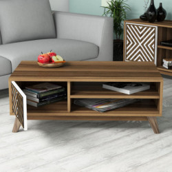 Conjunto de muebles de salón İnci blanco nogal Practica Hogar