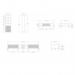 Conjunto de muebles de salón Lifano zafiro roble blanco Practica Hogar