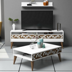 Conjunto de muebles de salón Line blanco Practica Hogar