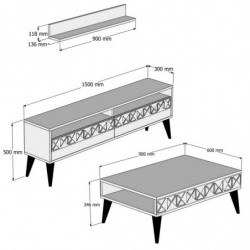 Conjunto de muebles de salón Line blanco Practica Hogar