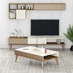 Conjunto de muebles de salón Milan 482 crema nogal Practica Hogar