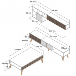Conjunto de muebles de salón Milan 482 crema nogal Practica Hogar