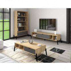 Conjunto de muebles de salón Ponuse zafiro roble antracita Practica Hogar