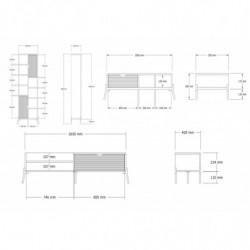 Conjunto de muebles de salón Trotse zafiro roble blanco Practica Hogar