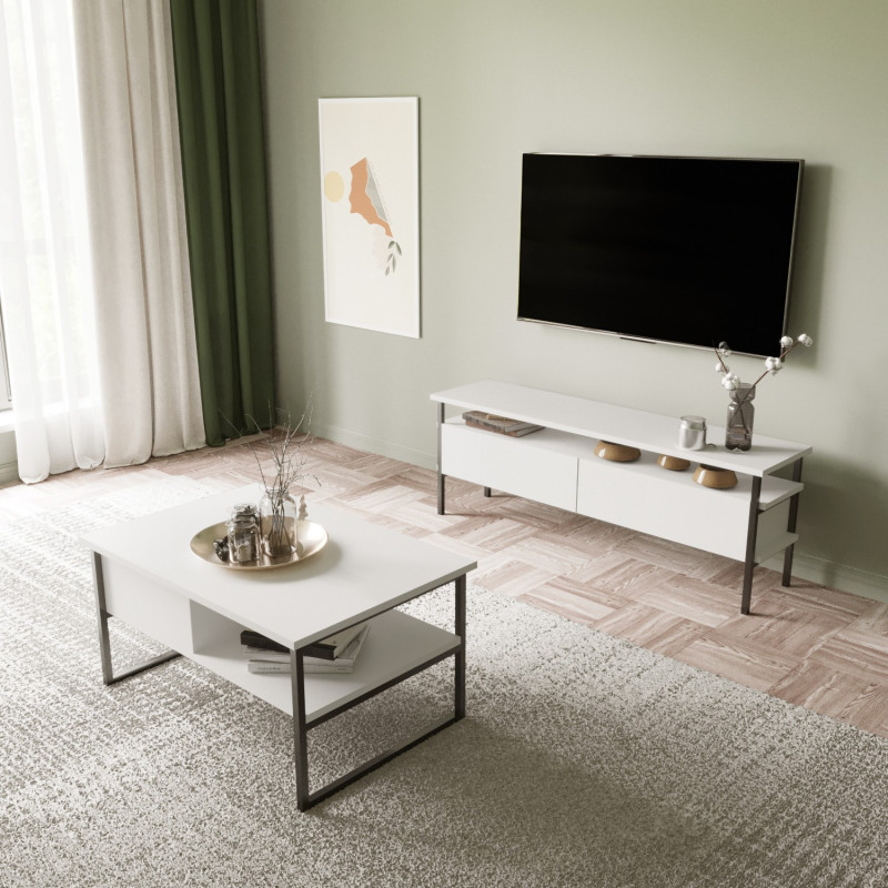 Conjunto de muebles de salón Tuana-L3020 blanco Practica Hogar Conjunto de muebles de salón Tuana-L3020 blanco Practica Hogar