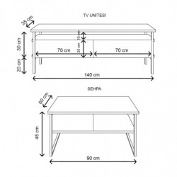 Conjunto de muebles de salón Tuana-L3020 blanco Practica Hogar