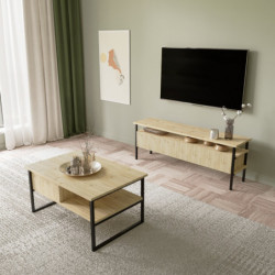 Conjunto de muebles de salón Tuana-L3025 roble Practica Hogar