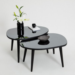 Set mesas de café (2 piezas) Gusto Fume humo negro Practica Hogar