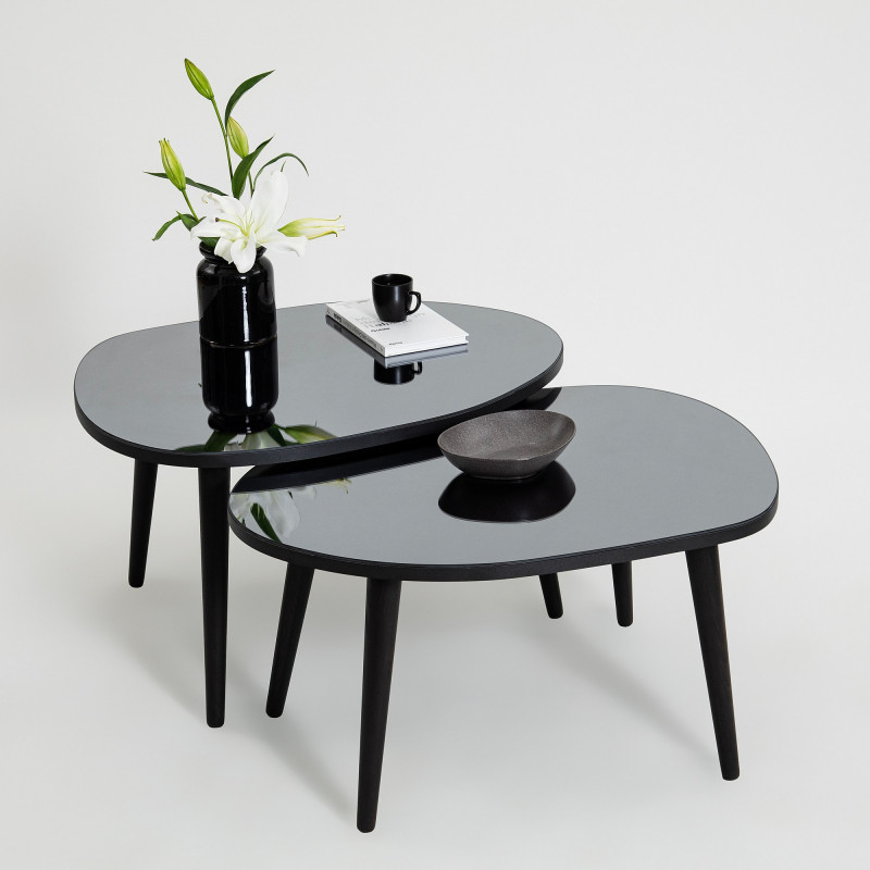 Set mesas de café (2 piezas) Gusto Fume humo negro Practica Hogar Set mesas de café (2 piezas) Gusto Fume humo negro Practica Hogar