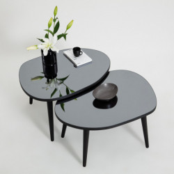 Set mesas de café (2 piezas) Gusto Fume humo negro Practica Hogar
