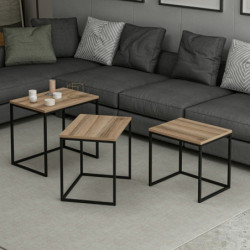 Set mesas de café (3 piezas) Evia-nogal Practica Hogar