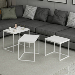 Set mesas de café (3 piezas) Evia blanco Practica Hogar