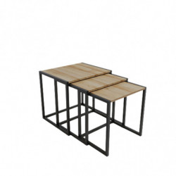 Set mesas de café (3 piezas) Oldenburg L2047 roble negro Practica Hogar