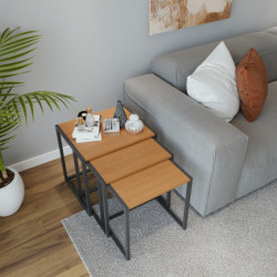 Set mesas de café (3 piezas) Osnabrück L2048 negro nogal Practica Hogar