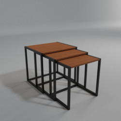 Set mesas de café (3 piezas) Osnabrück L2048 negro nogal Practica Hogar