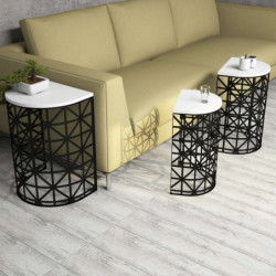Set mesas de café (3 piezas) Stil Metal Ferforje blanco negro Practica Hogar