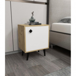 Mesita de noche Hastikoz-Kepi roble blanco Practica Hogar