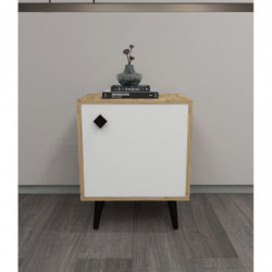 Mesita de noche Hastikoz-Kepi roble blanco Practica Hogar