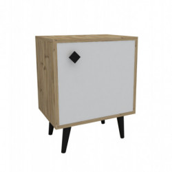 Mesita de noche Hastikoz-Kepi roble blanco Practica Hogar