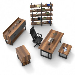 Conjunto de muebles de oficina MN10-BA antracita barroco Practica Hogar