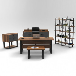 Conjunto de muebles de oficina MN10-BA antracita barroco Practica Hogar