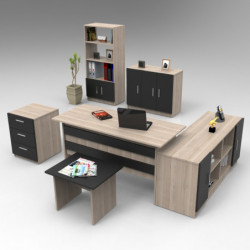 Conjunto de muebles de oficina VO17-OB roble negro Practica Hogar