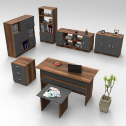 Conjunto de muebles de oficina VO18-BA antracita barroco Practica Hogar
