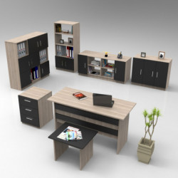 Conjunto de muebles de oficina VO18-OB roble negro Practica Hogar