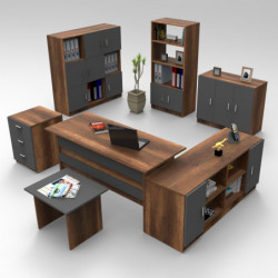 Conjunto de muebles de oficina VO19-BA antracita barroco Practica Hogar