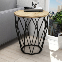 Mesa auxiliar Sofya roble negro Practica Hogar