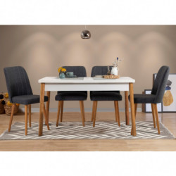 Set mesa y sillas (5 piezas) Costa pino atlántico blanco antracita Practica Hogar