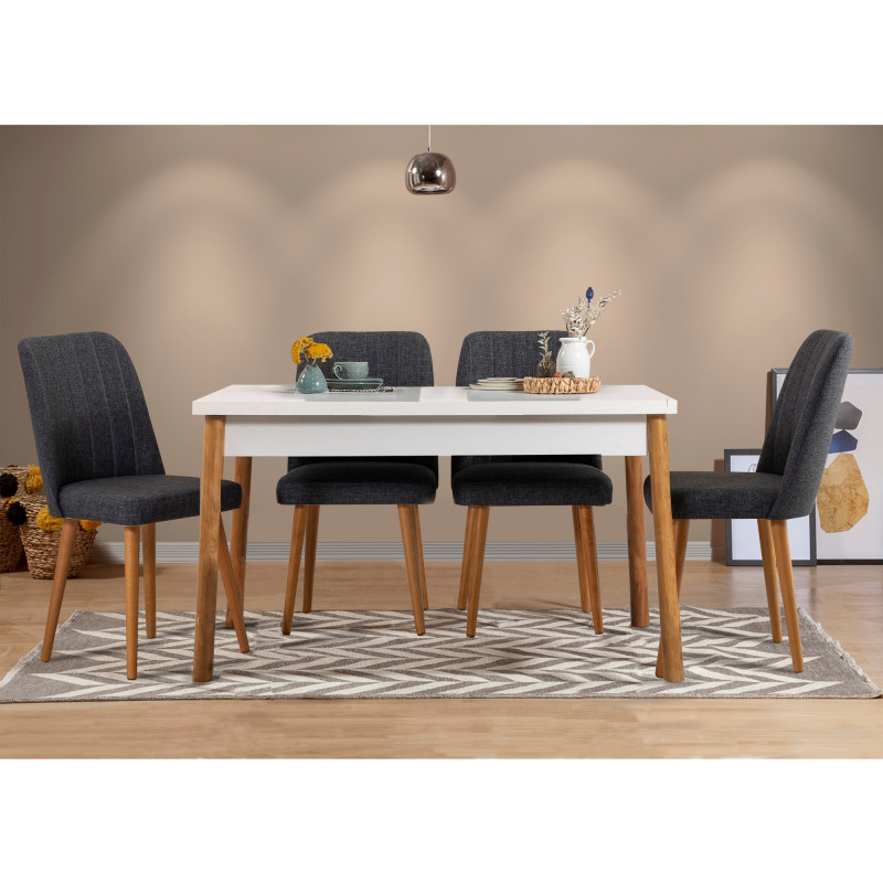 Set mesa y sillas (5 piezas) Costa pino atlántico blanco antracita Practica Hogar Set mesa y sillas (5 piezas) Costa pino atlántico blanco antracita Practica Hogar
