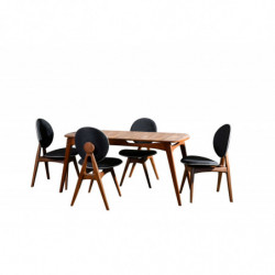 Set mesa y sillas (5 piezas) Touch antracita nogal Practica Hogar