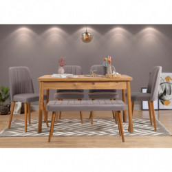 Set mesa y sillas (6 piezas) Costa pino atlántico gris Practica Hogar