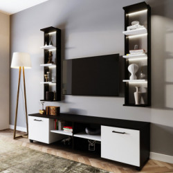 Mueble TV chift Raflı L512 blanco negro Practica Hogar