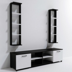 Mueble TV chift Raflı L512 blanco negro Practica Hogar
