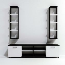 Mueble TV chift Raflı L512 blanco negro Practica Hogar