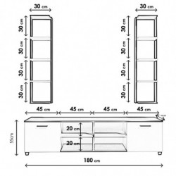 Mueble TV chift Raflı L512 blanco negro Practica Hogar