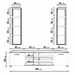 Mueble TV chift Raflı L512 blanco negro Practica Hogar