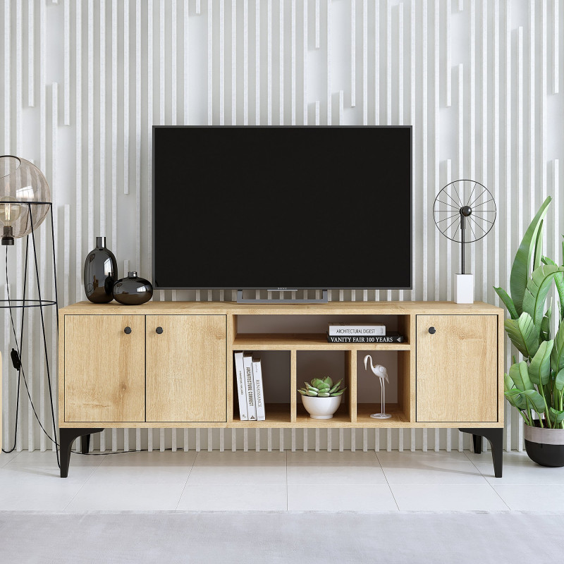 Mueble TV Luna V2 roble Practica Hogar Mueble TV Luna V2 roble Practica Hogar