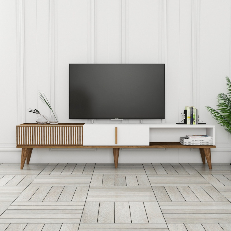 Mueble TV Milan Alt blanco nogal Practica Hogar Mueble TV Milan Alt blanco nogal Practica Hogar