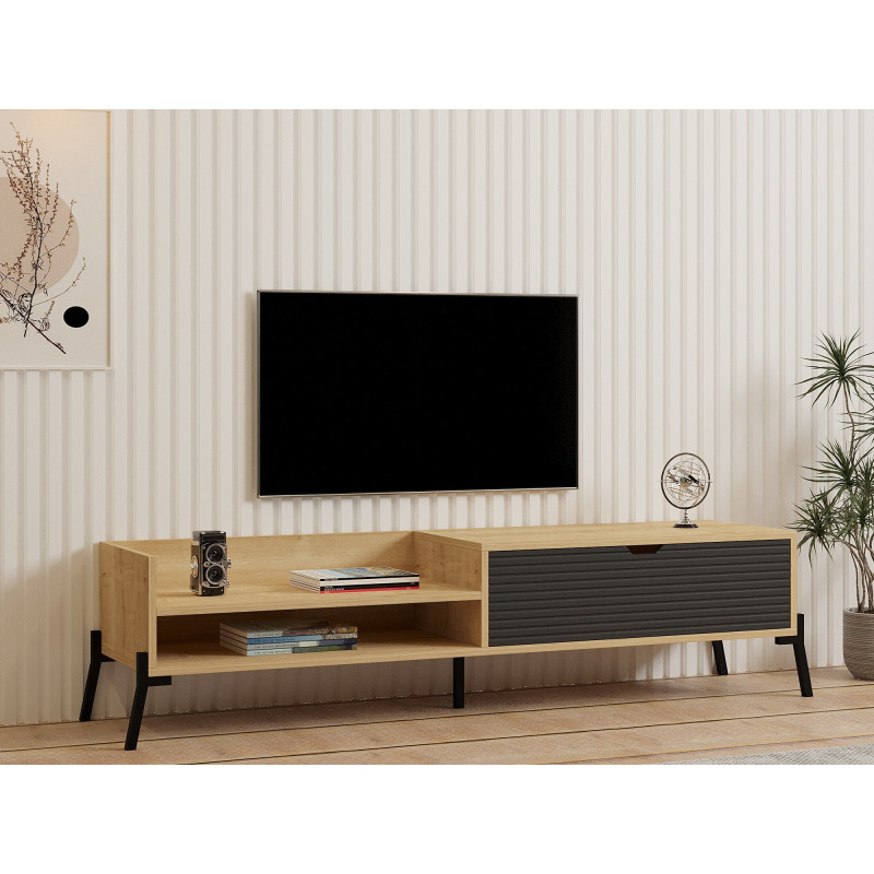 Mueble TV Trezza zafiro roble antracita Practica Hogar Mueble TV Trezza zafiro roble antracita Practica Hogar