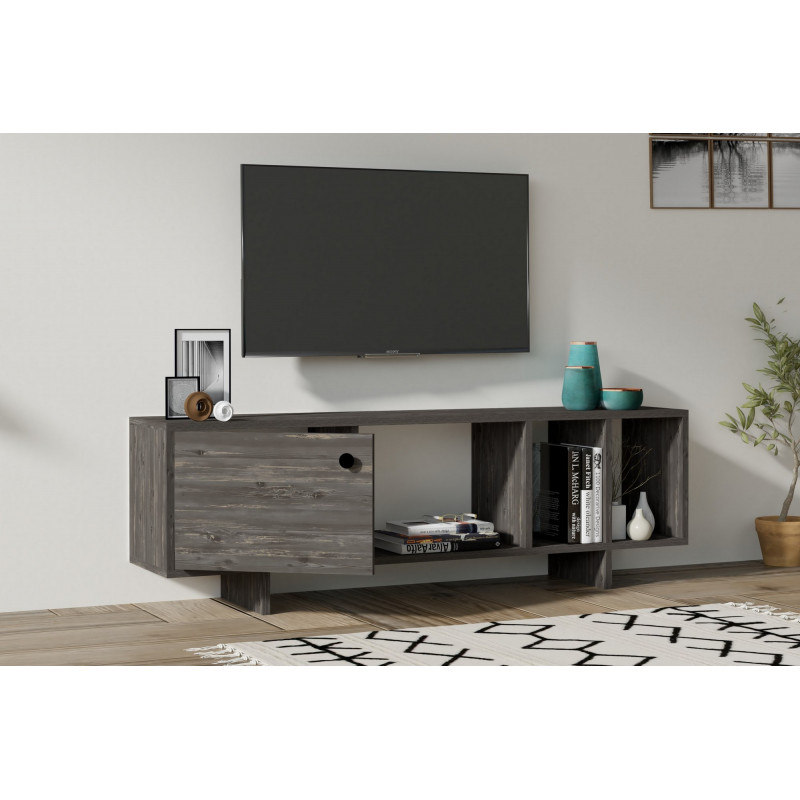 Mueble TV con estante Folsom antracita Practica Hogar Mueble TV con estante Folsom antracita Practica Hogar