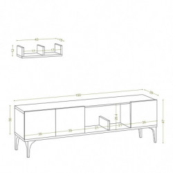 Mueble TV con estante Hubbl DEC0076 blanco Practica Hogar