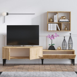 Mueble TV con estante Lott roble Practica Hogar