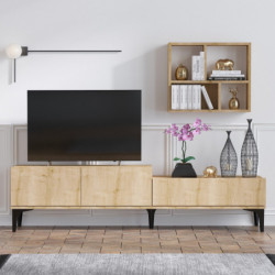 Mueble TV con estante Lott roble Practica Hogar