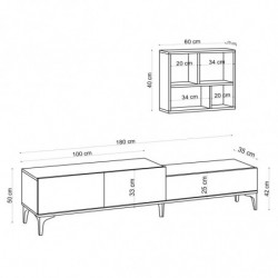 Mueble TV con estante Lott roble Practica Hogar