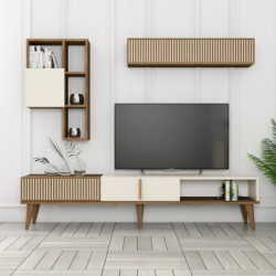 Mueble TV con estante Milan TV crema nogal Practica Hogar
