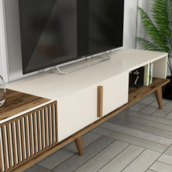Mueble TV con estante Milan TV crema nogal Practica Hogar