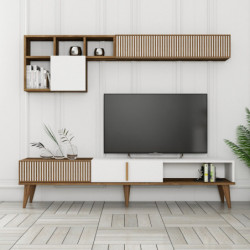 Mueble TV con estante Milan TV blanco nogal Practica Hogar